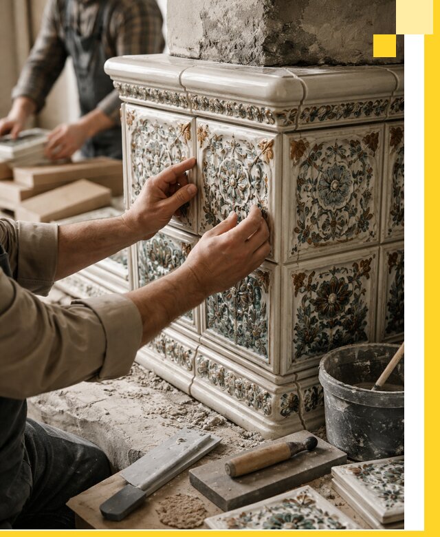 Изразцовые камины под ключ в Верхней Пышме: проект и монтаж