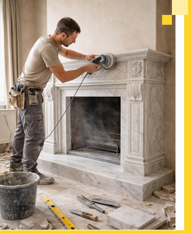 Изготовление и установка мраморных каминов в Верхней Пышме под ключ