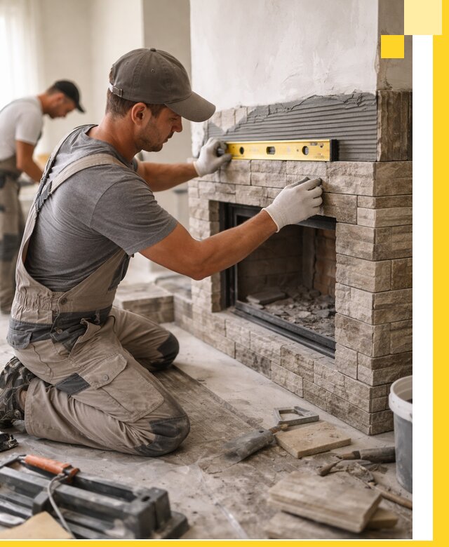 Облицовка каминов в Верхней Пышме, монтаж и отделка натуральным камнем