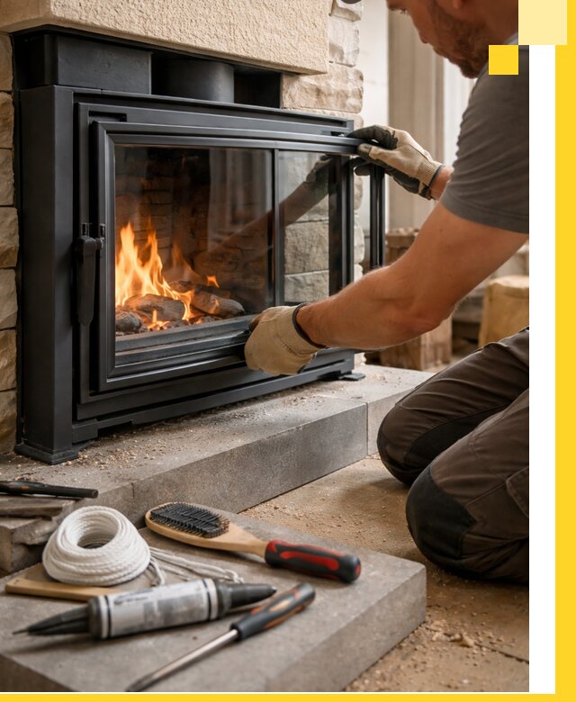 Производство, монтаж и доставка каминов со стеклом в Верхней Пышме