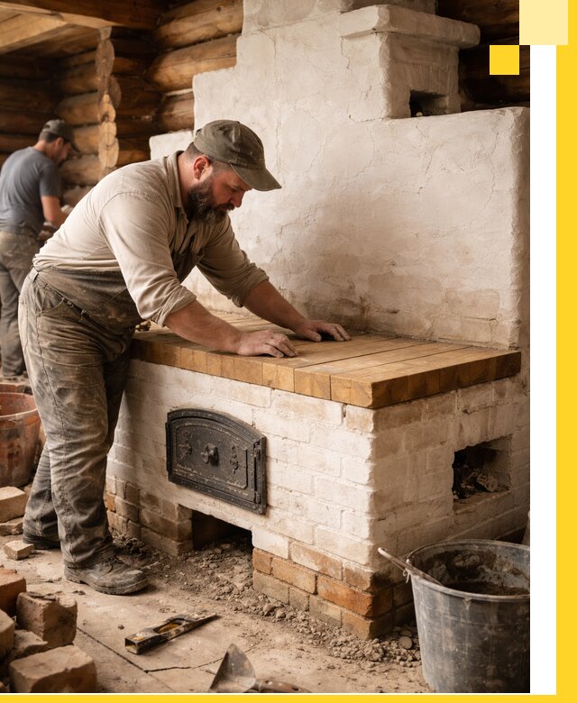 Проектирование и установка русской печи с лежанкой в Верхней Пышме