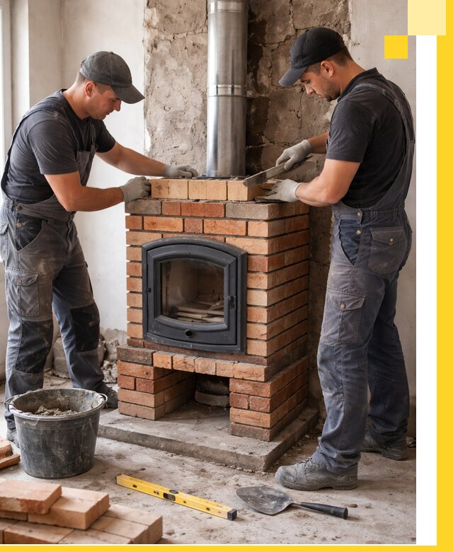 Монтаж печи камина под ключ в Верхней Пышме с гарантией и пусконаладкой