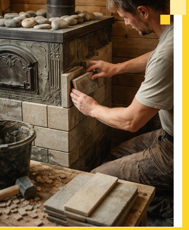 Облицовка банных печей в Верхней Пышме профессиональная отделка