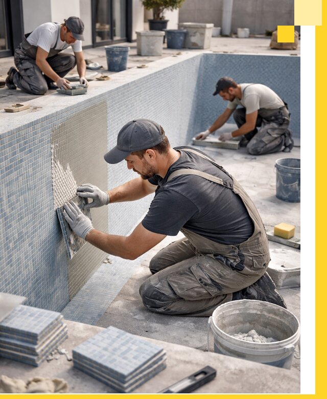 Облицовка бассейнов в Верхней Пышме плитка мозаика гидроизоляция