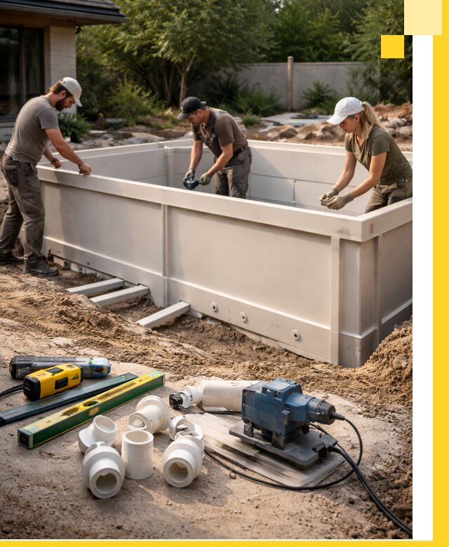 Установка полипропиленовых бассейнов под ключ в Верхней Пышме