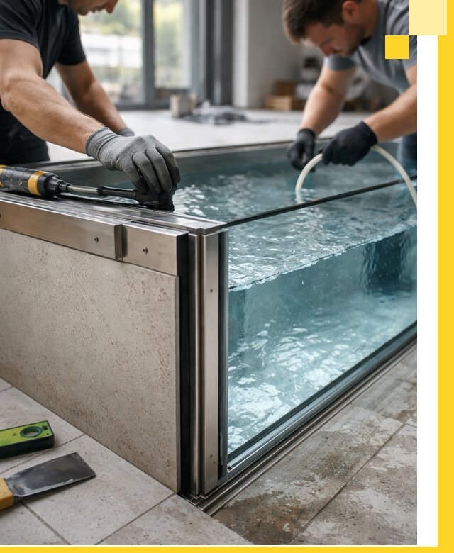 Проектирование и монтаж стеклянных бассейнов в Верхней Пышме