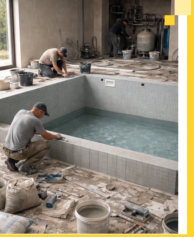 Строительство и монтаж бассейнов в помещении в Верхней Пышме