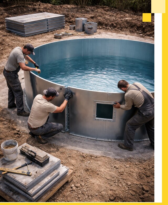 Круглые бассейны под ключ в Верхней Пышме проектирование и монтаж