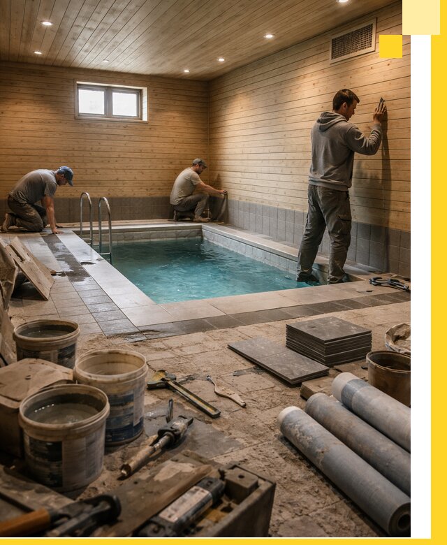 Строительство бани с бассейном и сауной под ключ в Верхней Пышме