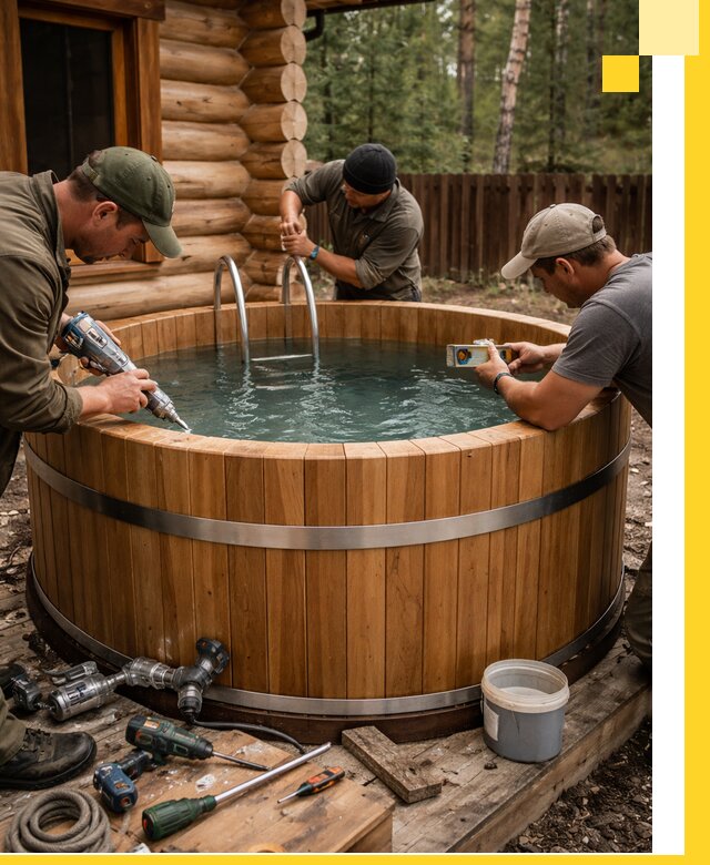 Строительство бань с купелью под ключ и отделкой в Верхней Пышме