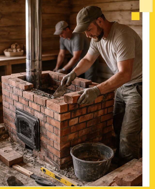 Кирпичные печи для бани под ключ в Верхней Пышме, проект и монтаж