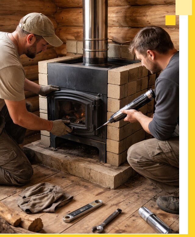 Монтаж и установка печи в бане под ключ с гарантией в Верхней Пышме