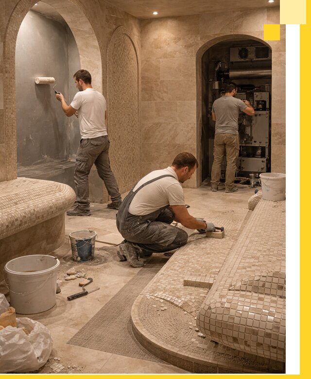 Строительство бани с хамамом и бассейном под ключ в Верхней Пышме