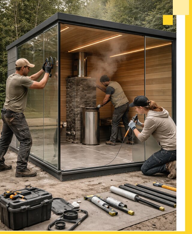 Проектирование и строительство стеклянных бань в Верхней Пышме