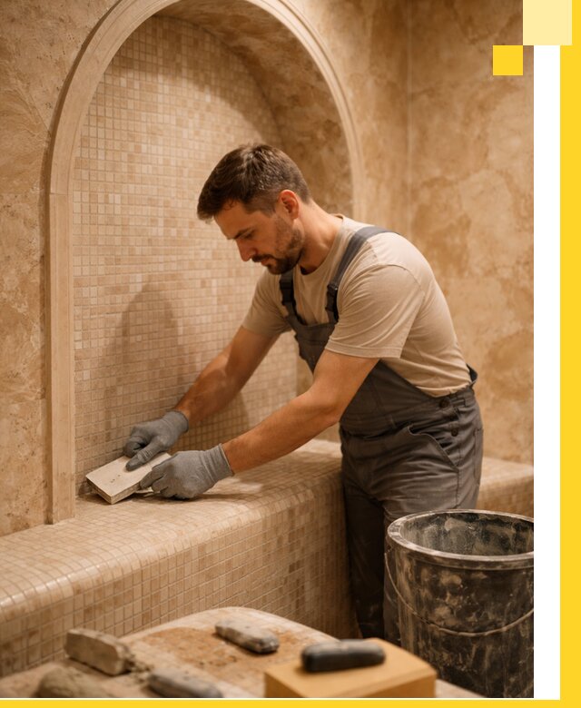 Профессиональная отделка хамамов с мозаикой под ключ в Верхней Пышме