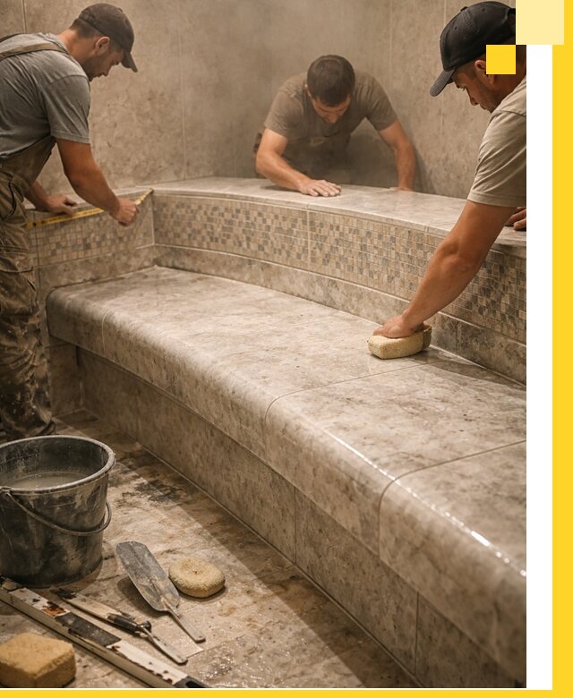 Изготовление и установка сидений для хамама в Верхней Пышме